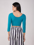 Women's ComfortEase 4-Way Stretch Turquoise Long Sleeve Blouse