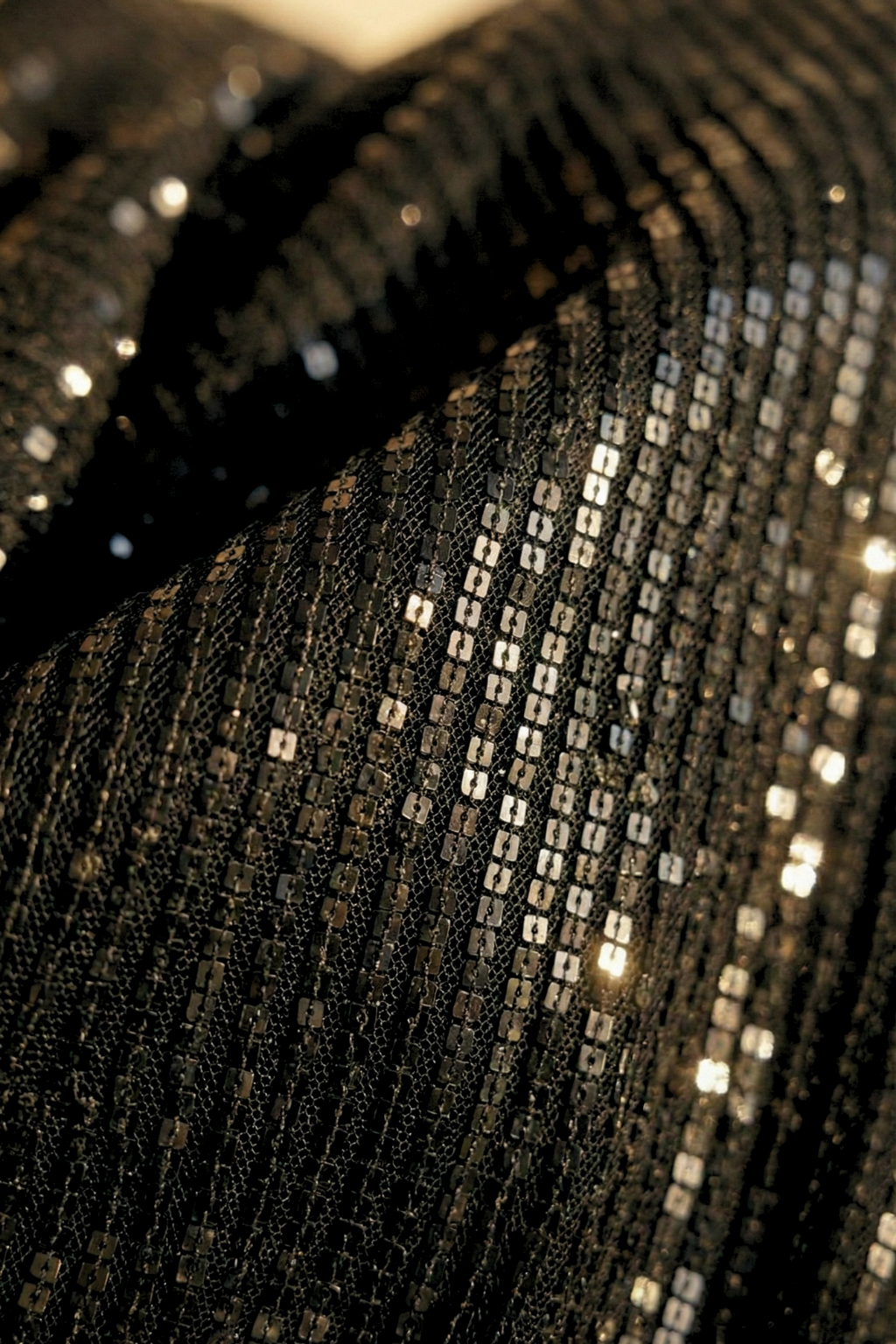 Black Muse Knitted Sequin Saree with Blouse Fabric