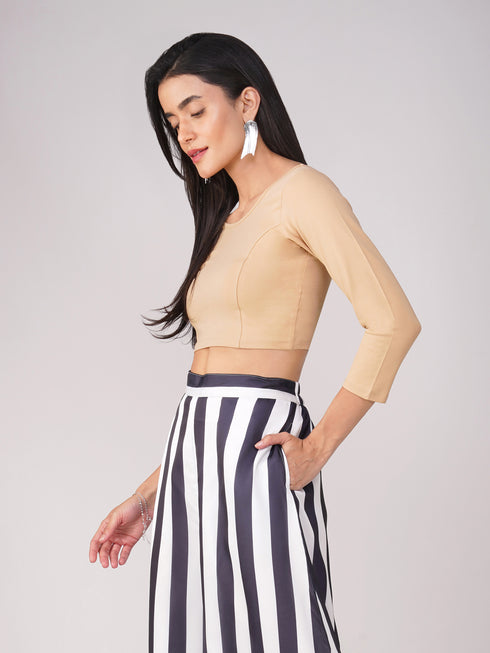 Women's ComfortEase 4-Way Stretch Nude Long Sleeve Blouse