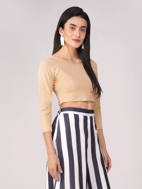 Women's ComfortEase 4-Way Stretch Nude Long Sleeve Blouse