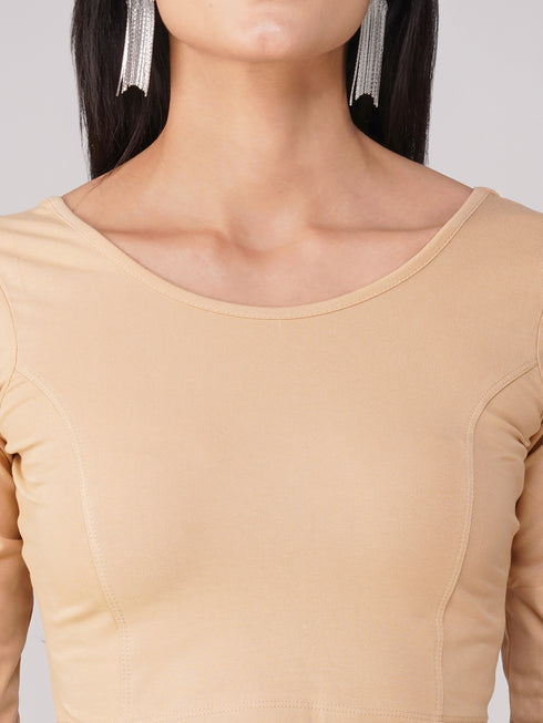 Women's ComfortEase 4-Way Stretch Nude Long Sleeve Blouse