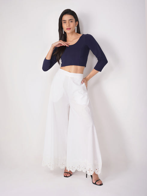 Women's ComfortEase 4-Way Stretch Blue Long Sleeve Blouse