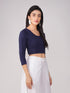 Women's ComfortEase 4-Way Stretch Blue Long Sleeve Blouse