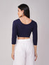 Women's ComfortEase 4-Way Stretch Blue Long Sleeve Blouse