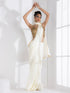 Majestic Cream Satin Saree with Gold Lace