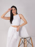 Women's Stretchy Knitted Halter Neck White Crop Top