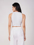 Women's Stretchy Knitted Halter Neck White Crop Top
