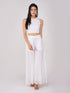 Women's Stretchy Knitted Halter Neck White Crop Top