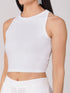 Women's Stretchy Knitted Halter Neck White Crop Top