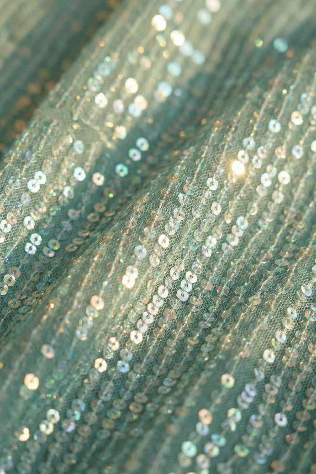 Candy Mint Knitted Sequin Saree with Blouse Fabric