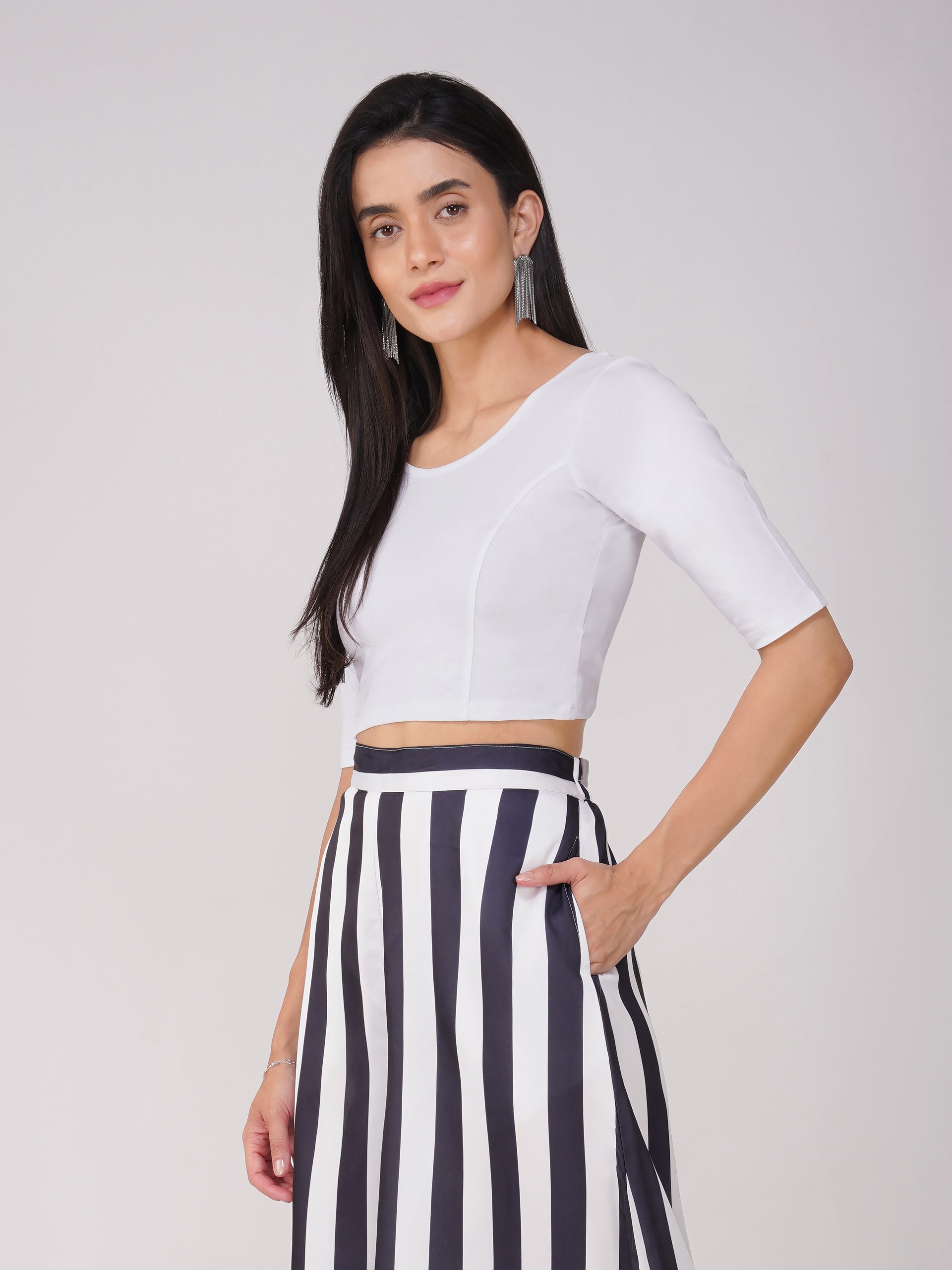 Women's ComfortEase 4-Way Stretch White Short Sleeve Blouse