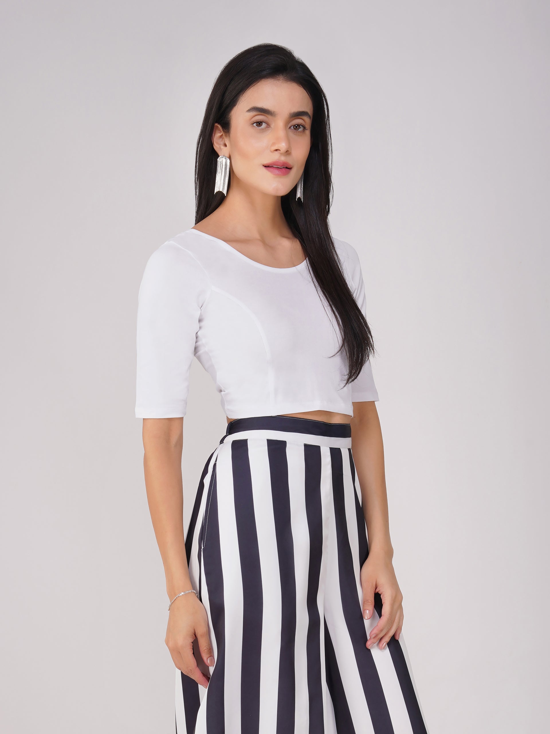 Women's ComfortEase 4-Way Stretch White Short Sleeve Blouse
