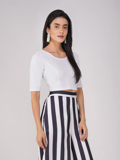 Women's ComfortEase 4-Way Stretch White Short Sleeve Blouse