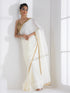 Majestic Cream Satin Saree with Gold Lace