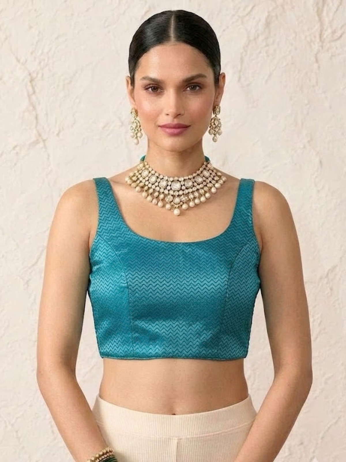 Blue and Gold Ulta Pulta Reversible Silk Blouse