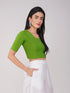 Women's ComfortEase 4-Way Stretch Mehndi Green Short Sleeve Blouse