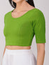 Women's ComfortEase 4-Way Stretch Mehndi Green Short Sleeve Blouse