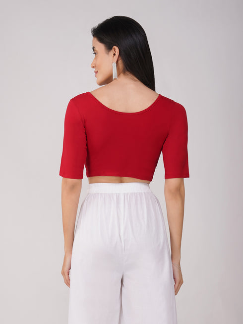Women's ComfortEase 4-Way Stretch Red Short Sleeve Blouse