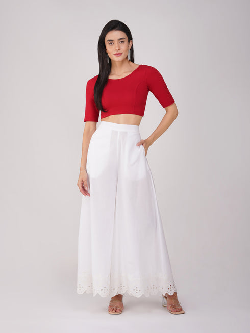 Women's ComfortEase 4-Way Stretch Red Short Sleeve Blouse