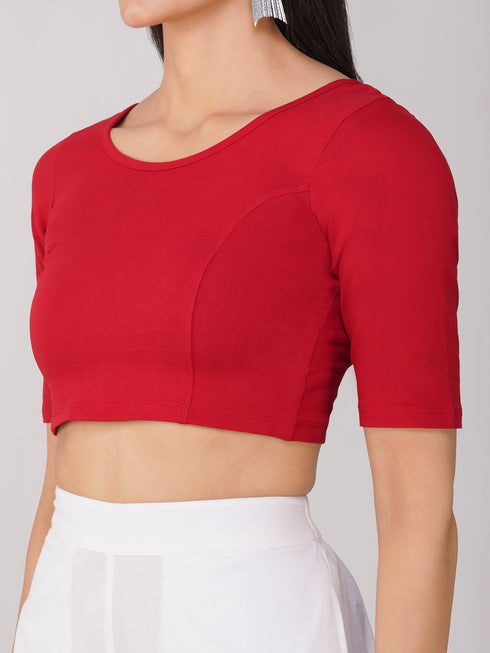 Women's ComfortEase 4-Way Stretch Red Short Sleeve Blouse