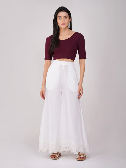 Women's ComfortEase 4-Way Stretch Wine Short Sleeve Blouse