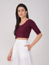 Women's ComfortEase 4-Way Stretch Wine Short Sleeve Blouse