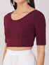 Women's ComfortEase 4-Way Stretch Wine Short Sleeve Blouse