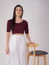 Women's ComfortEase 4-Way Stretch Wine Short Sleeve Blouse