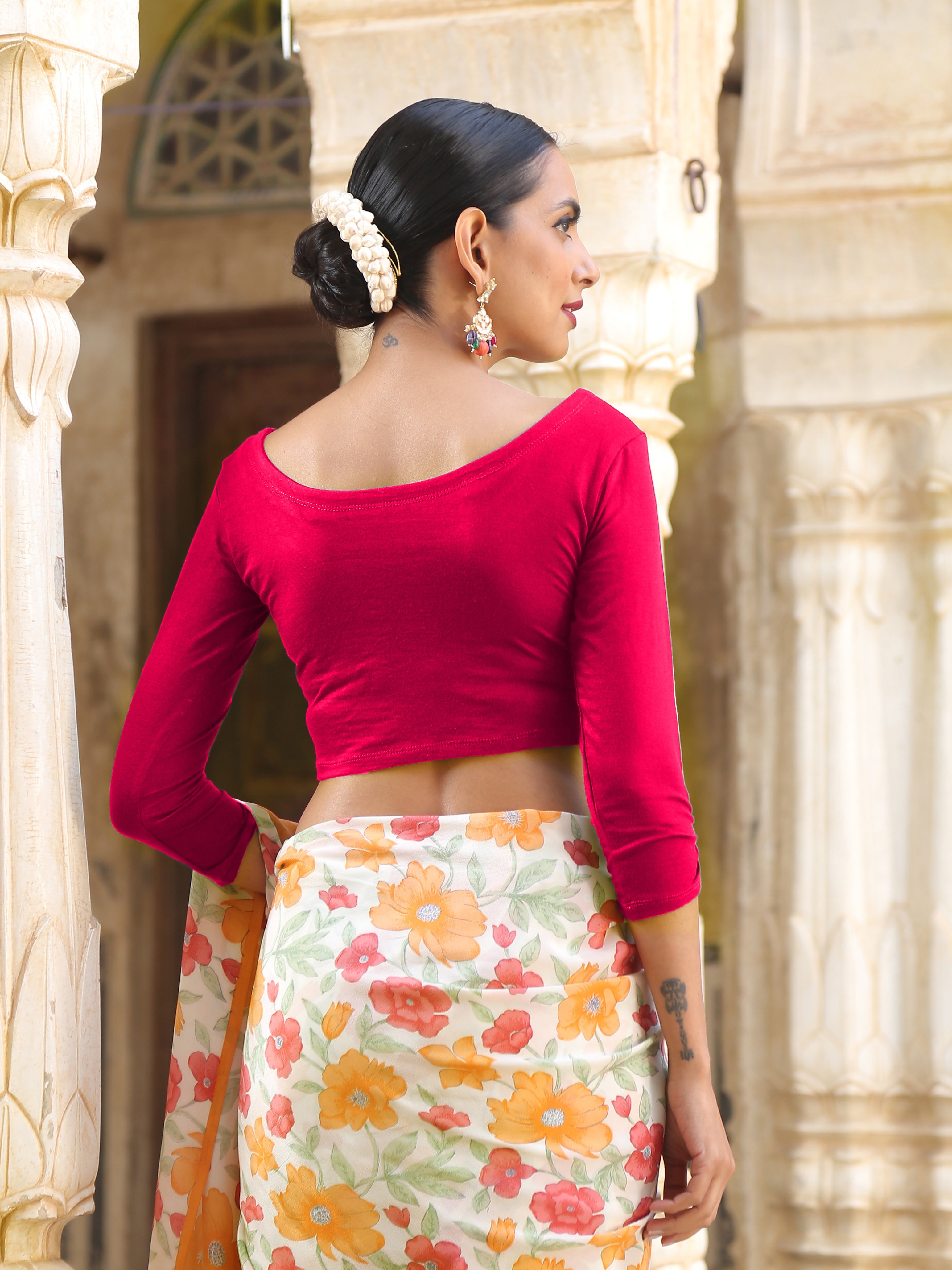 Flamenco Red Stretchy Blouse