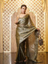 Pre-Draped 1-Minute Liquid Gold Organza Saree with Big Diamonds and Blouse Fabric