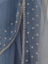 Blue Cloud Hand Embroidered Saree with Blouse Fabric