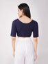 Women's ComfortEase 4-Way Stretch Blue Short Sleeve Blouse