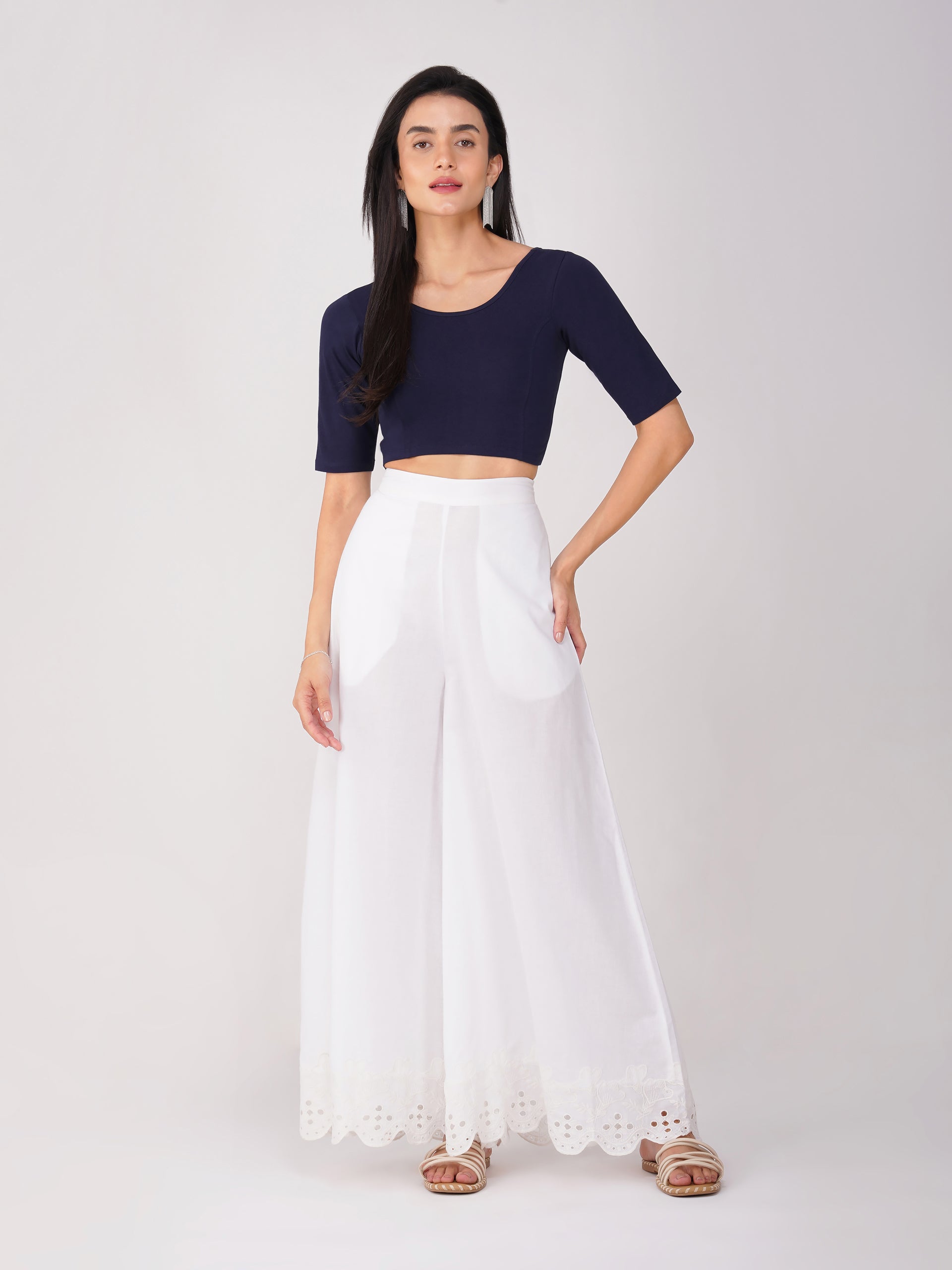 Women's ComfortEase 4-Way Stretch Blue Short Sleeve Blouse