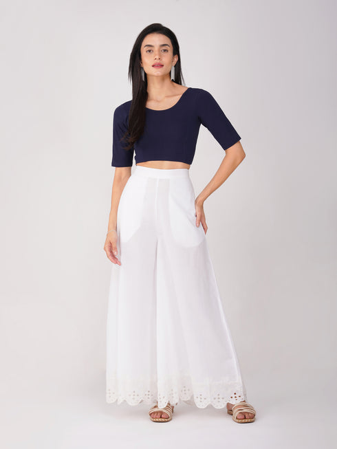 Women's ComfortEase 4-Way Stretch Blue Short Sleeve Blouse