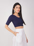 Women's ComfortEase 4-Way Stretch Blue Short Sleeve Blouse