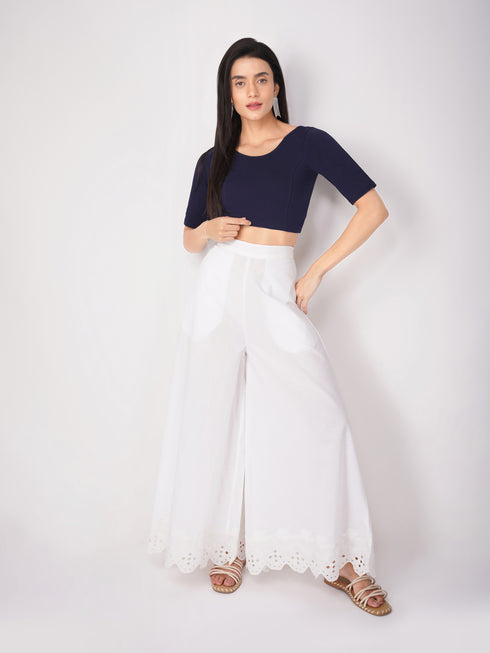 Women's ComfortEase 4-Way Stretch Blue Short Sleeve Blouse