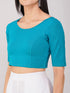 Women's ComfortEase 4-Way Stretch Turquoise Short Sleeve Blouse