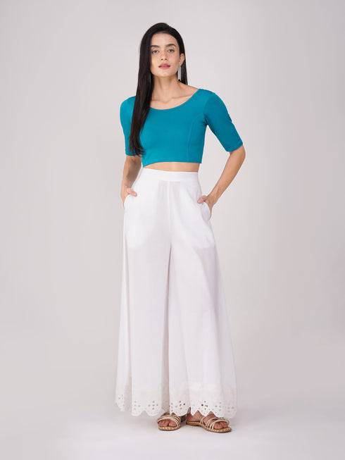 Women's ComfortEase 4-Way Stretch Turquoise Short Sleeve Blouse