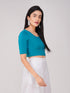 Women's ComfortEase 4-Way Stretch Turquoise Short Sleeve Blouse
