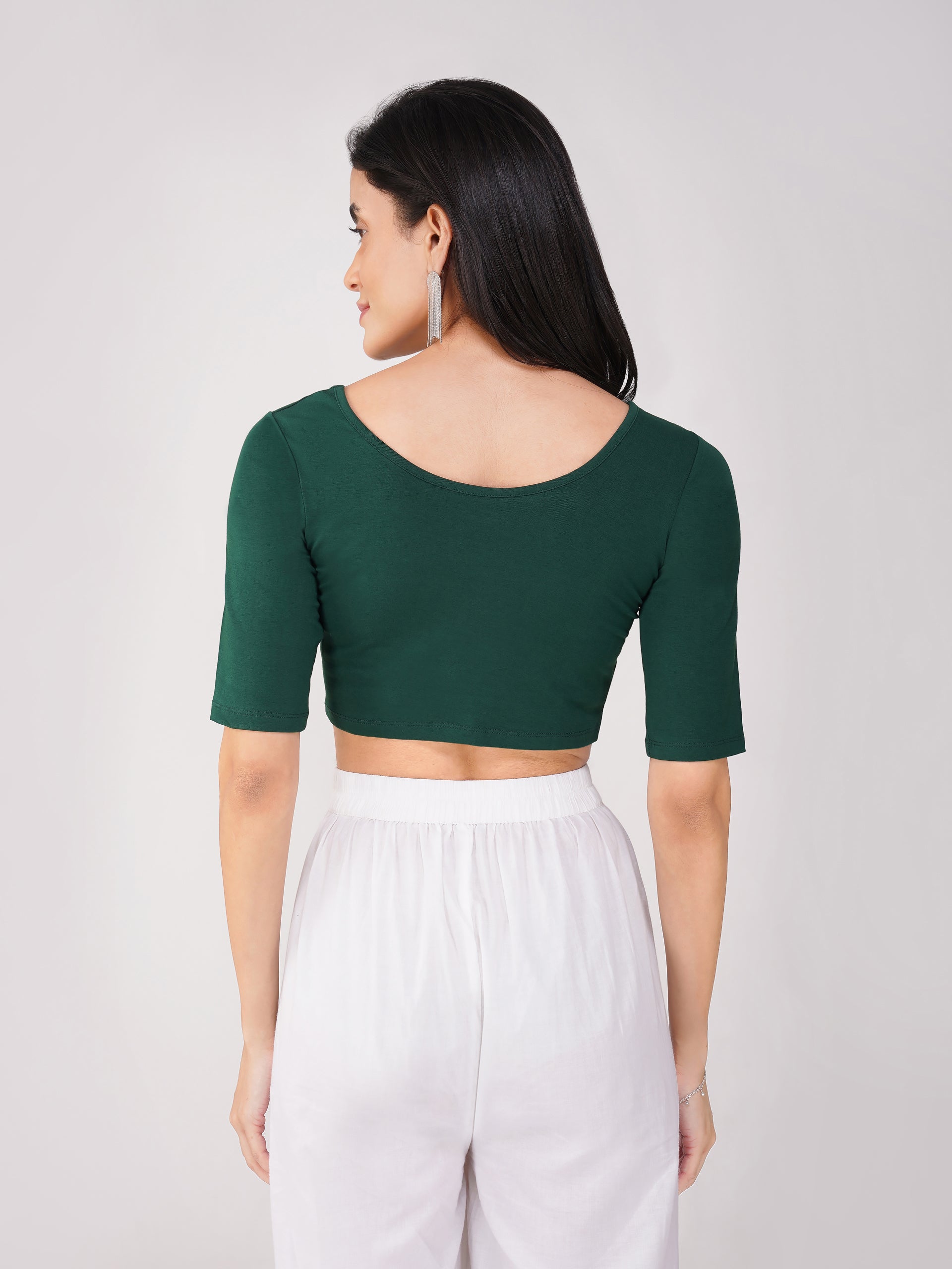 Women's ComfortEase 4-Way Stretch Green Short Sleeve Blouse
