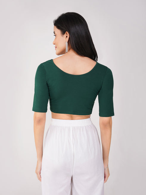 Women's ComfortEase 4-Way Stretch Green Short Sleeve Blouse