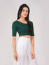 Women's ComfortEase 4-Way Stretch Green Short Sleeve Blouse