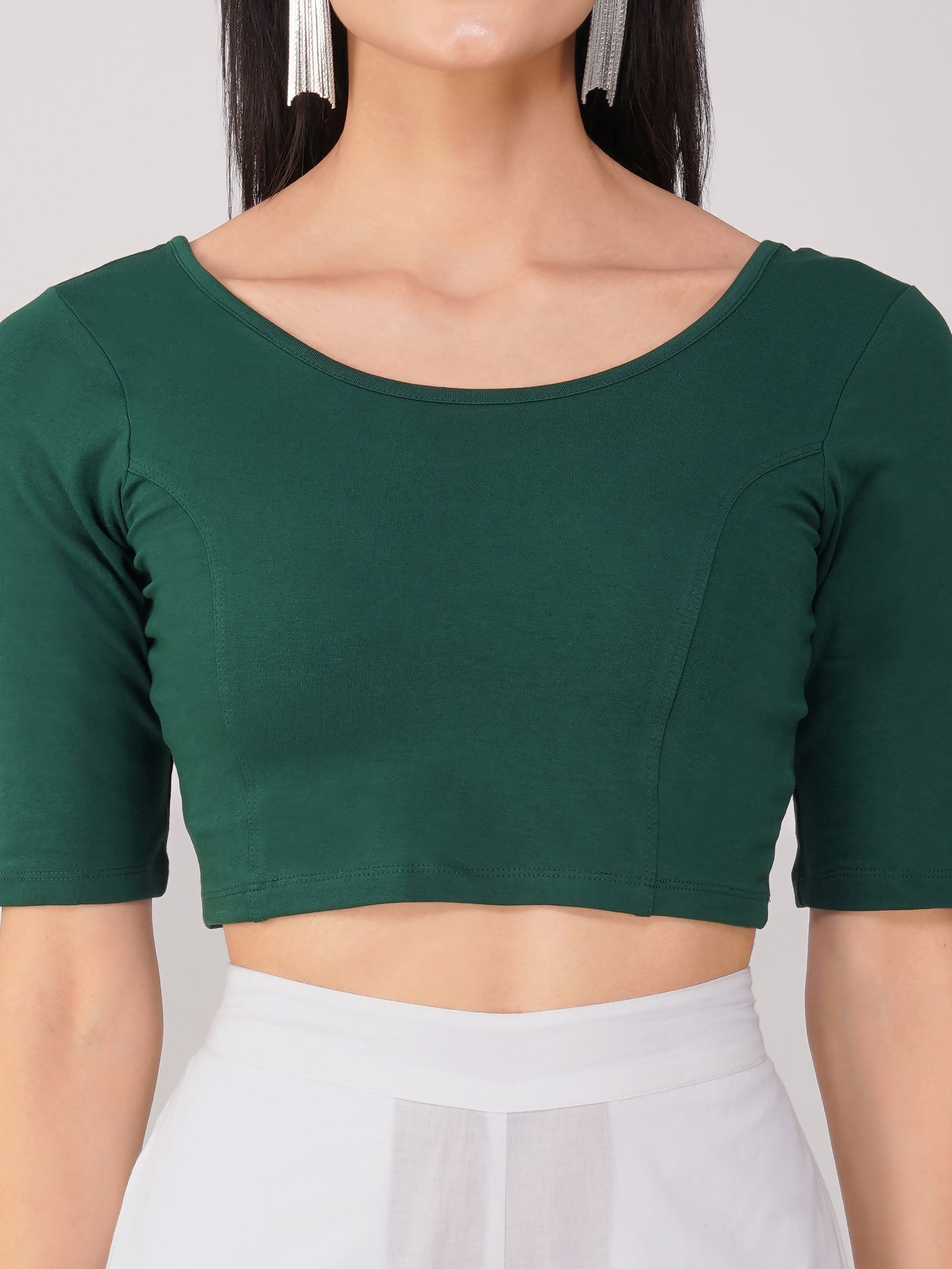 Women's ComfortEase 4-Way Stretch Green Short Sleeve Blouse