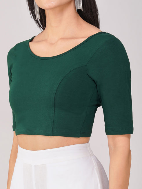 Women's ComfortEase 4-Way Stretch Green Short Sleeve Blouse