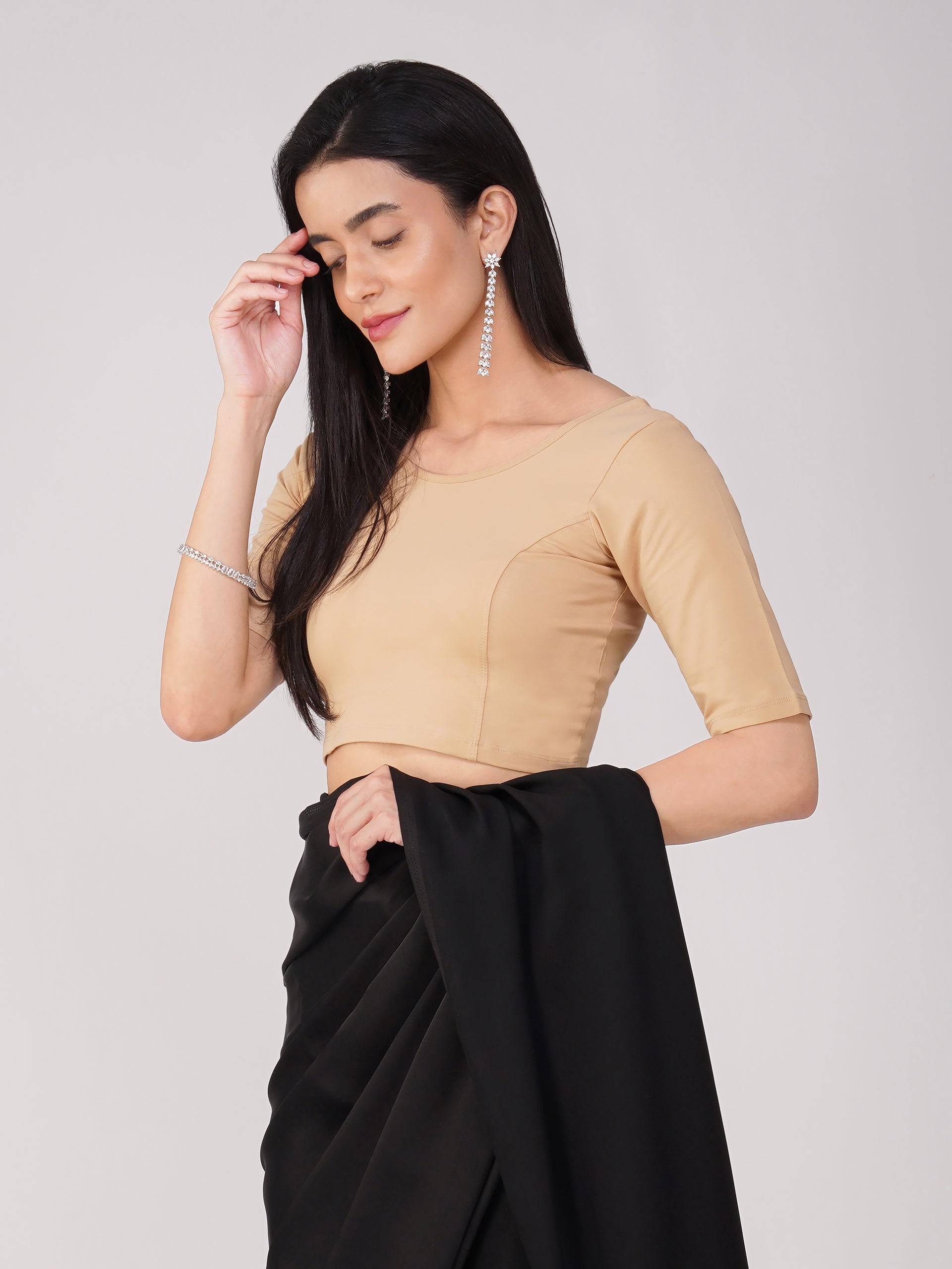Women's ComfortEase 4-Way Stretch Nude Short Sleeve Blouse