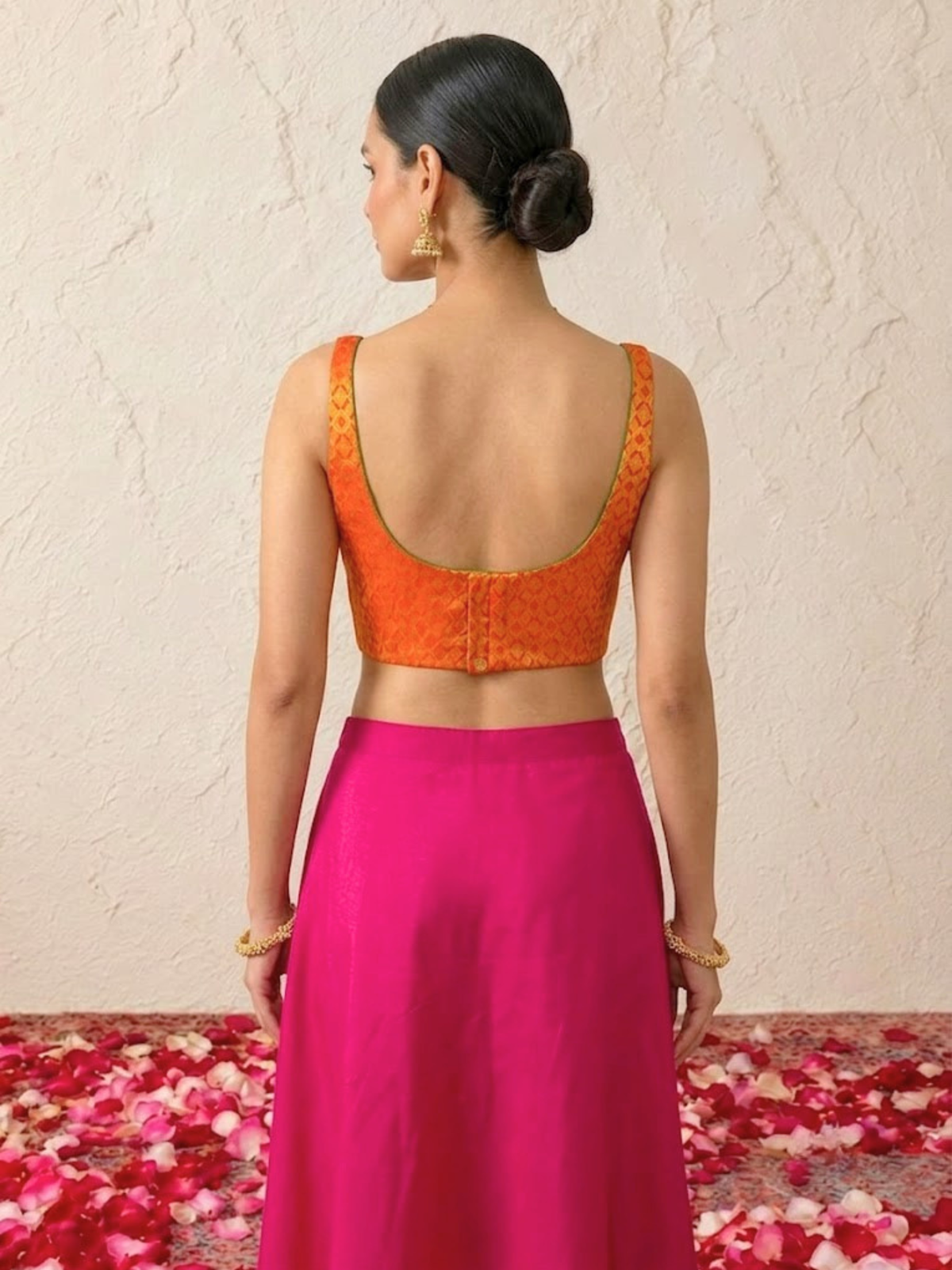 Bright Green and Orange Ulta Pulta Reversible Silk Blouse