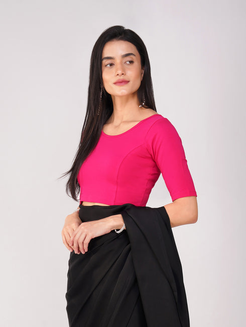 Women's ComfortEase 4-Way Stretch Fuchsia Short Sleeve Blouse
