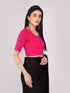 Women's ComfortEase 4-Way Stretch Fuchsia Short Sleeve Blouse