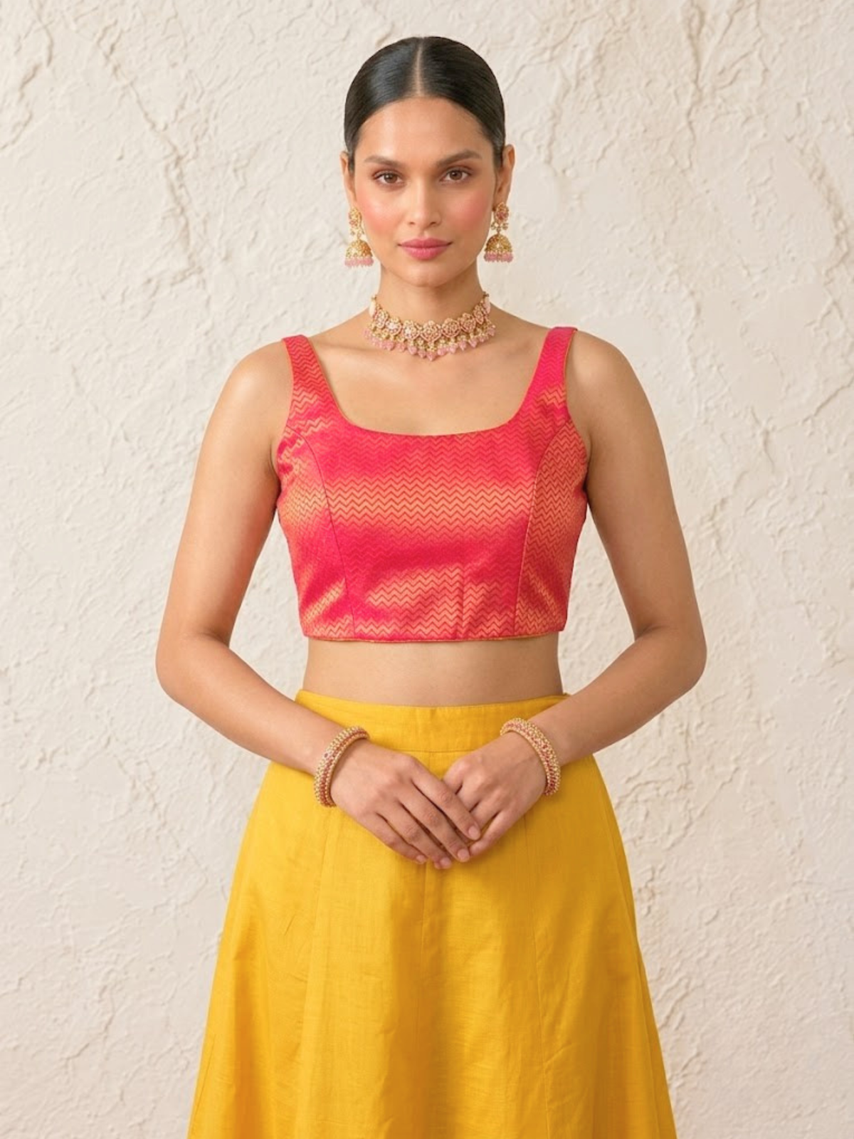 Pink and Tangerine Ulta Pulta Reversible Silk Blouse