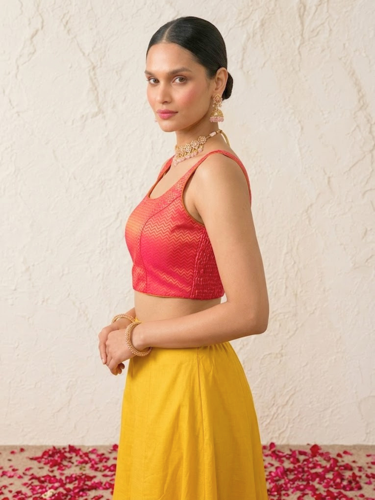 Pink and Tangerine Ulta Pulta Reversible Silk Blouse